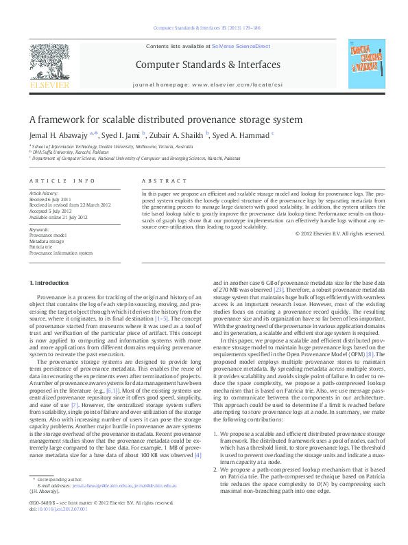 (PDF) A framework for scalable distributed provenance storage system