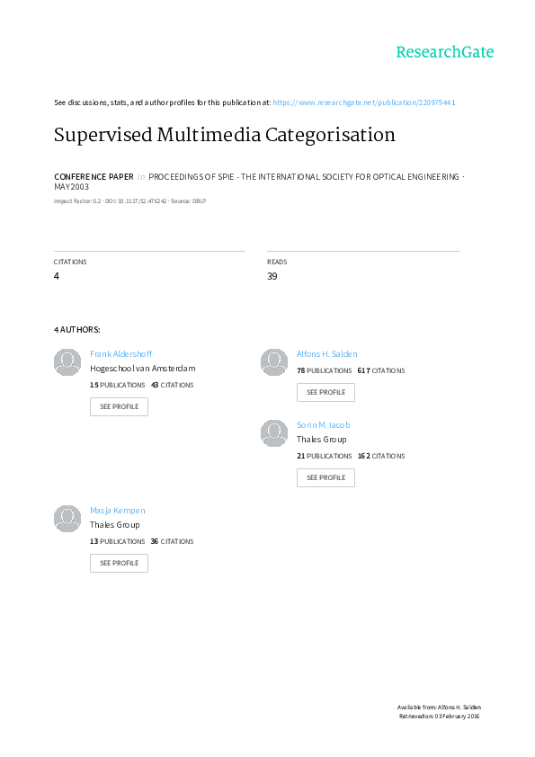 (PDF) Supervised multimedia categorization