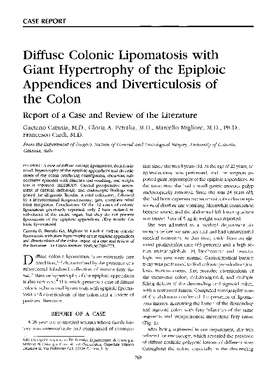  PDF Diffuse Colonic Lipomatosis With Giant Hypertrophy Of The 