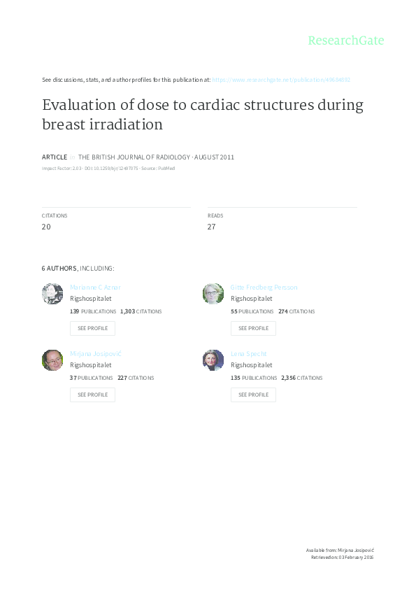 (PDF) Evaluation of dose to cardiac structures during breast irradiation
