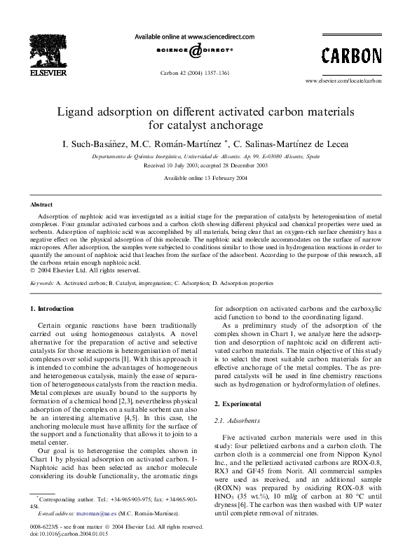 (PDF) Ligand adsorption on different activated carbon materials for ...