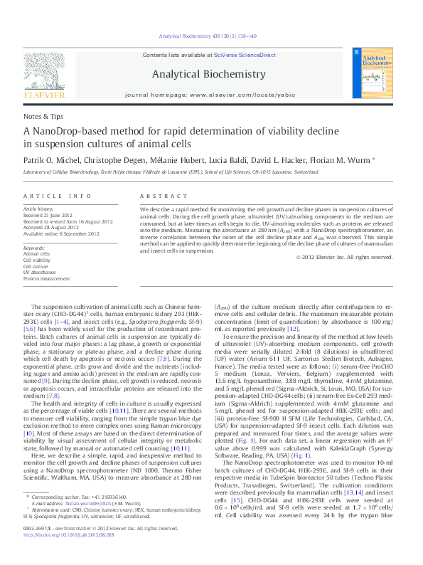 (PDF) A NanoDrop-based method for rapid determination of viability ...