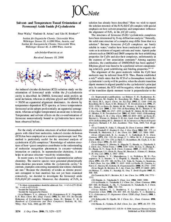 (PDF) Solvent- and Temperature-Tuned Orientation of Ferrocenyl Azide ...