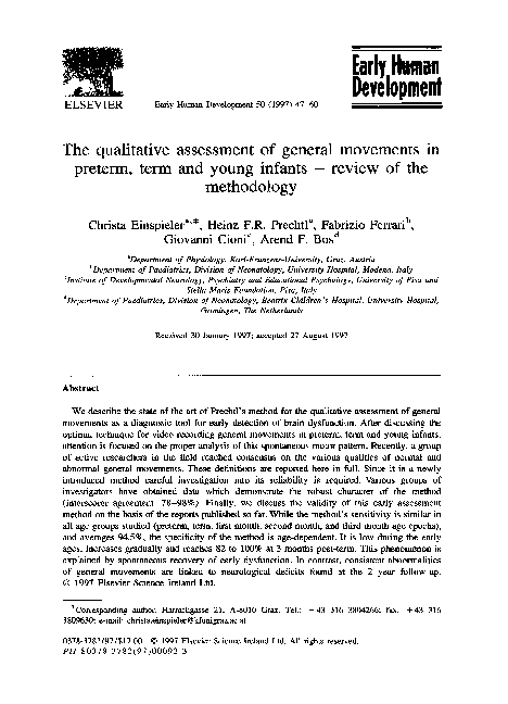 (PDF) The qualitative assessment of general movements in preterm, term ...