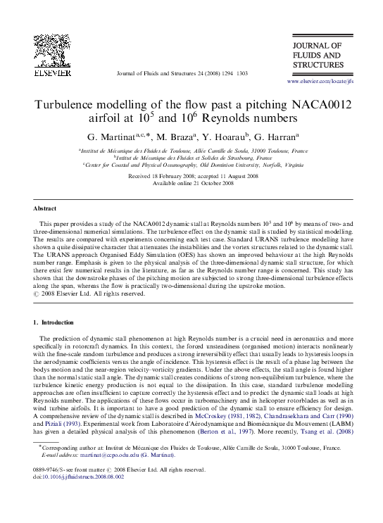 (PDF) Turbulence modelling of the flow past a pitching NACA0012 airfoil ...