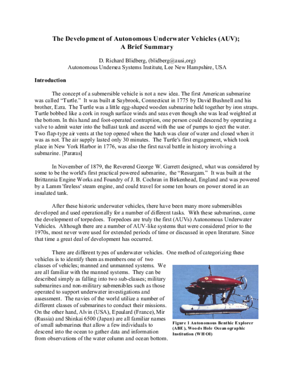 (PDF) Development of an autonomous underwater vehicle for sub-ice ...