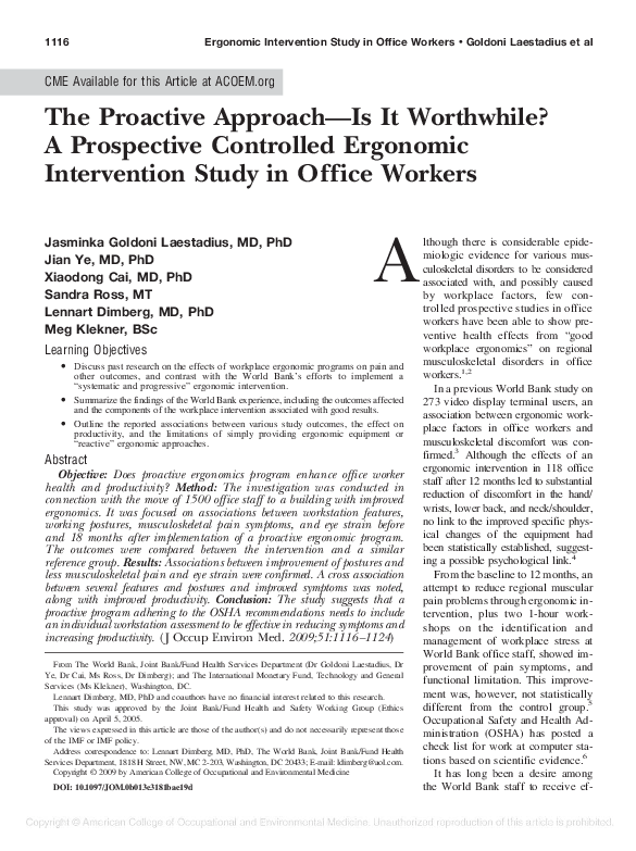 (PDF) The Proactive Approach—Is It Worthwhile? A Prospective Controlled ...