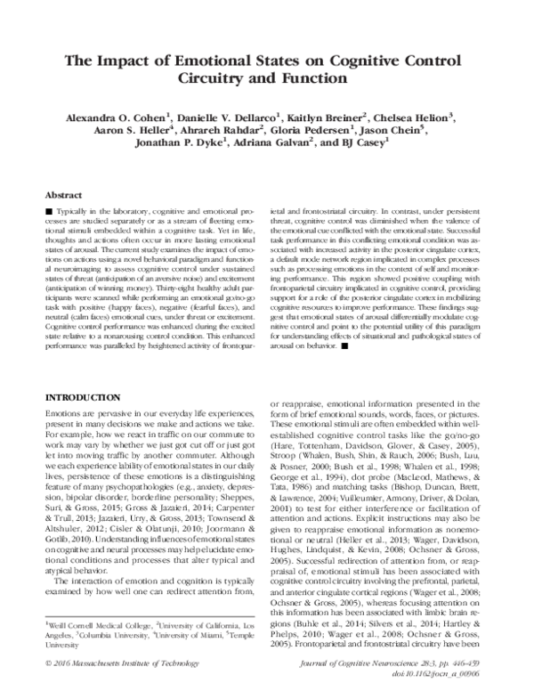 (PDF) The Impact of Emotional States on Cognitive Control Circuitry and ...