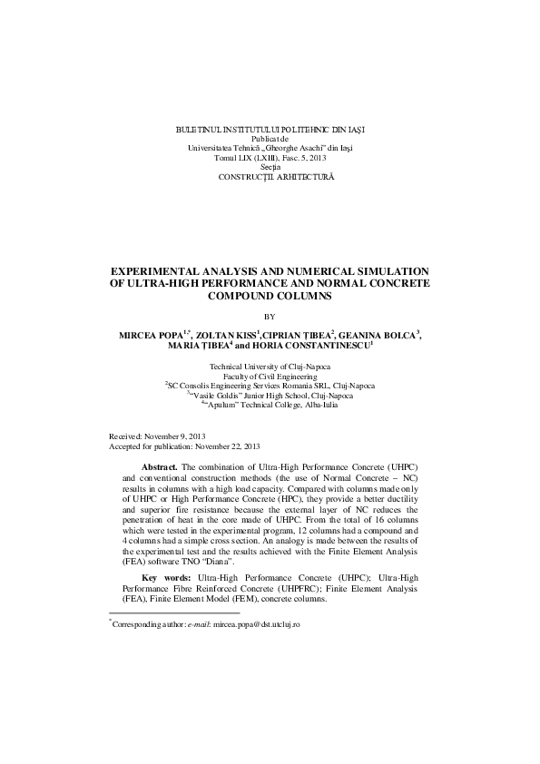 (PDF) Experimental Analysis and Numerical Simulation of Ultra-High ...