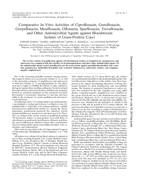 (PDF) Comparative in vitro activities of ciprofloxacin and other 4 ...