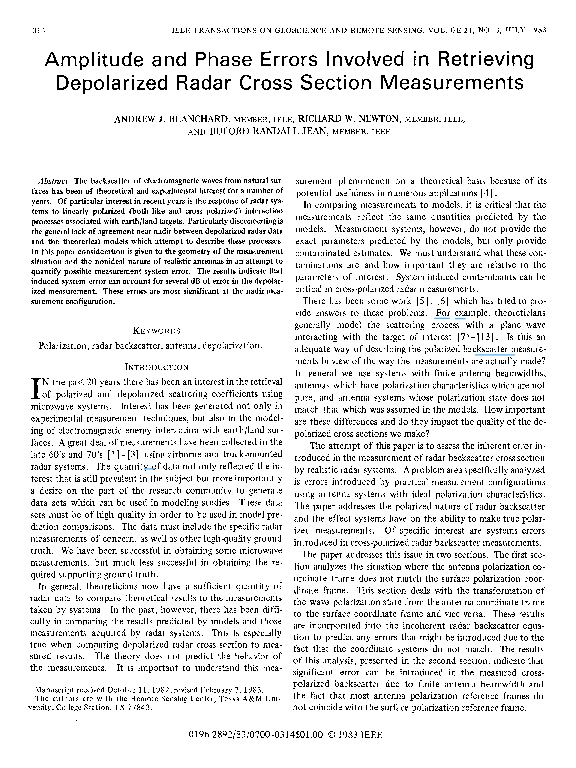 (PDF) Amplitude And Phase Errors Involved in Retrieving Depolarized ...
