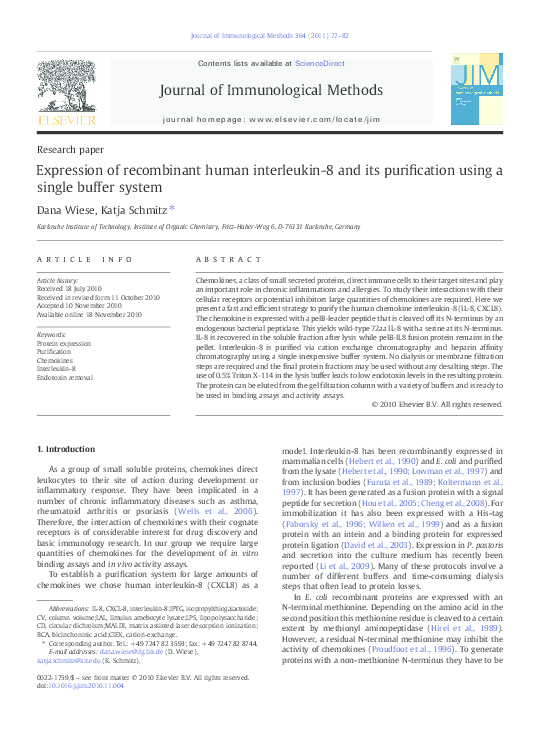 (PDF) Expression of recombinant human interleukin-8 and its ...