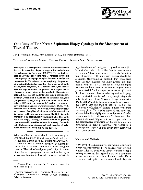 (PDF) The utility of fine needle aspiration biopsy cytology in the ...