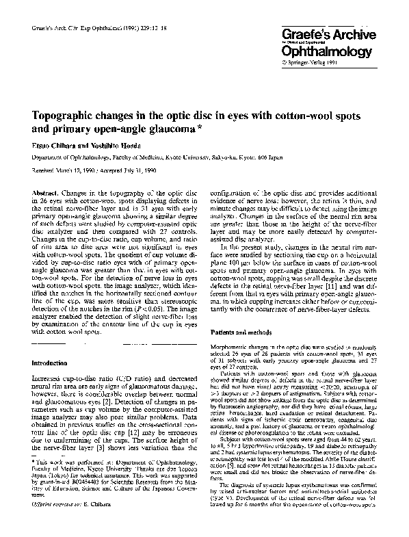 (PDF) Topographic changes in the optic disc in eyes with cottonwool