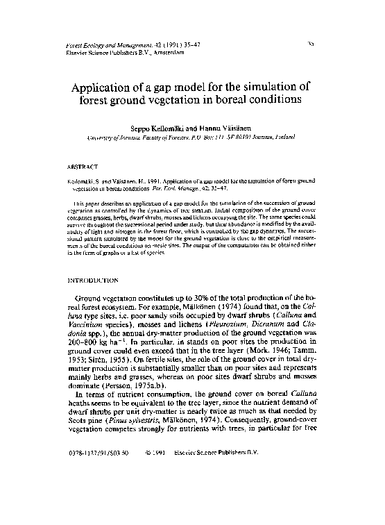 (PDF) Application of a gap model for the simulation of forest ground ...