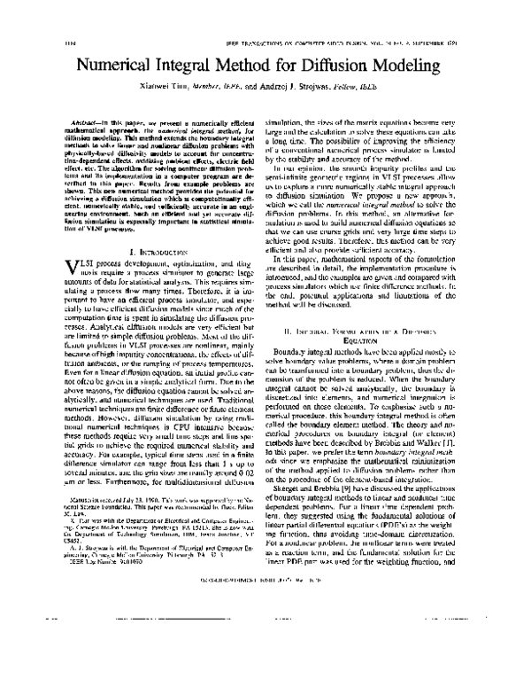 (PDF) Numerical integral method for diffusion modeling