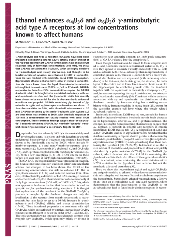 (PDF) From The Cover: Ethanol enhances 43 and 63-aminobutyric acid type ...