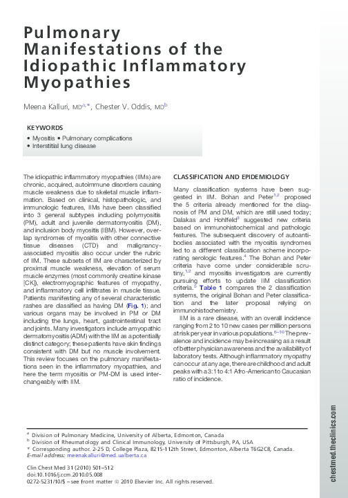 (PDF) Pulmonary Manifestations of the Idiopathic Inflammatory Myopathies