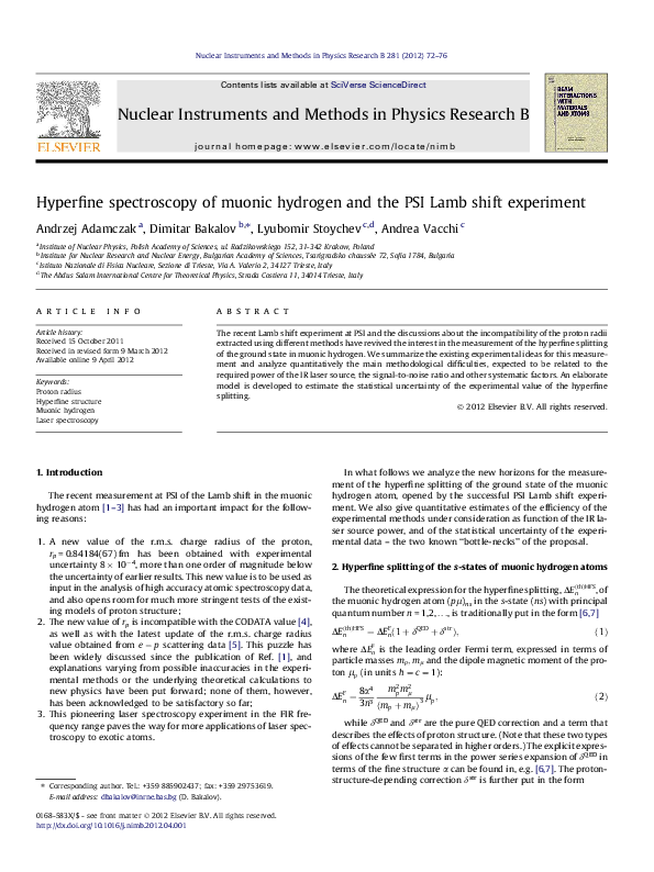 (PDF) Hyperfine spectroscopy of muonic hydrogen and the PSI Lamb shift ...