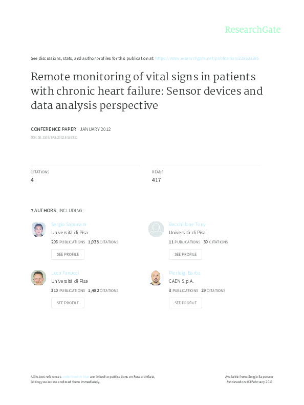 (PDF) Remote monitoring of vital signs in patients with chronic heart ...