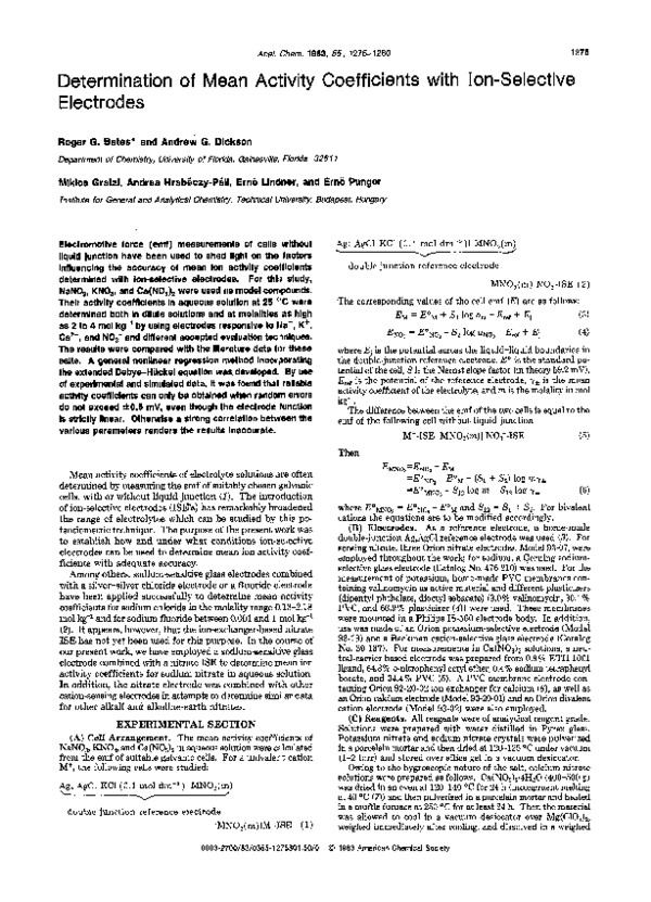 (PDF) Determination of mean activity coefficients with ion-selective ...