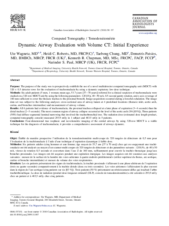 (PDF) Dynamic Airway Evaluation with Volume CT: Initial Experience