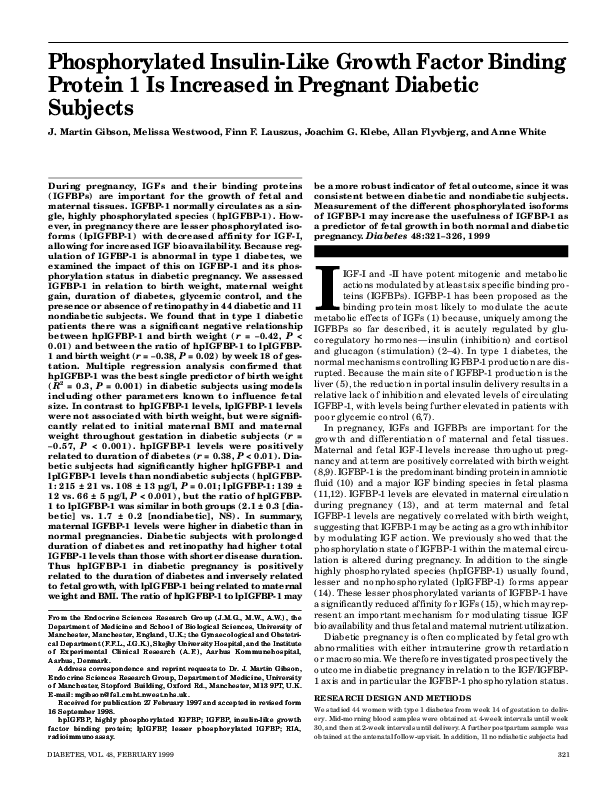 (PDF) Phosphorylated insulin-like growth factor binding protein 1 is ...