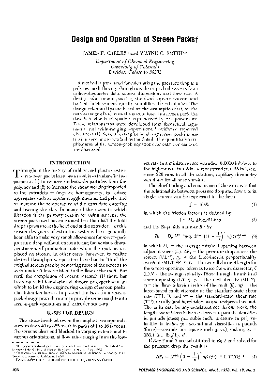 (PDF) Design and operation of screen packs