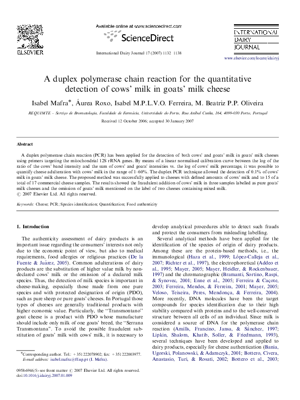 (PDF) A duplex polymerase chain reaction for the quantitative detection