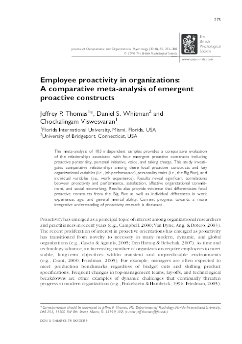 (PDF) Employee proactivity in organizations: A comparative meta ...