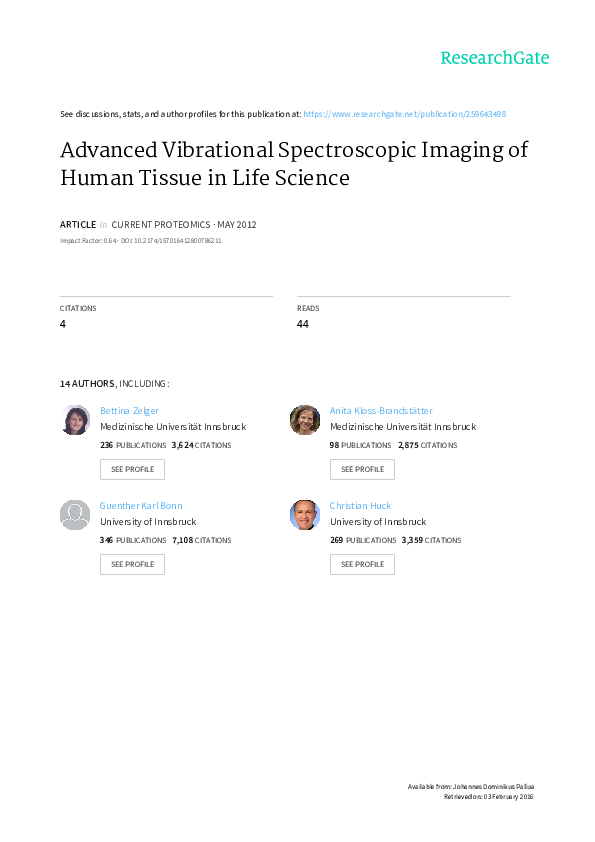 (PDF) Advanced Vibrational Spectroscopic Imaging of Human Tissue in ...