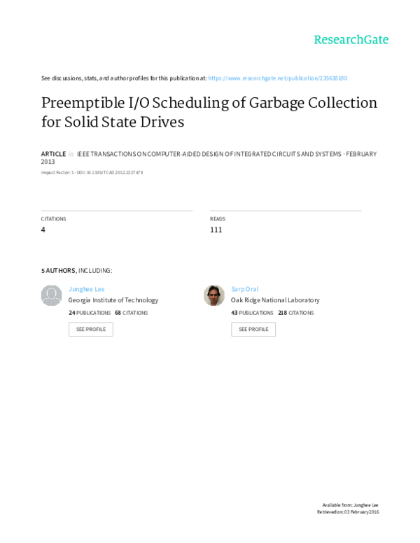 (PDF) Preemptible I/O Scheduling of Garbage Collection for Solid State