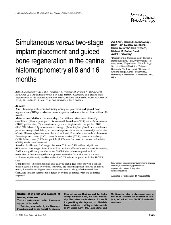 (PDF) Simultaneous versus two-stage implant placement and guided bone ...