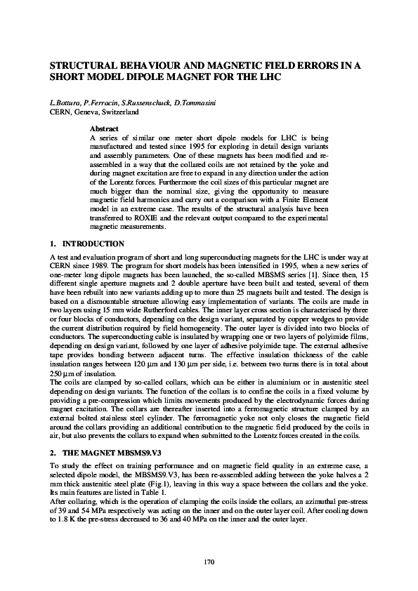 (PDF) Structural behaviour and magnetic field errors in a short model ...