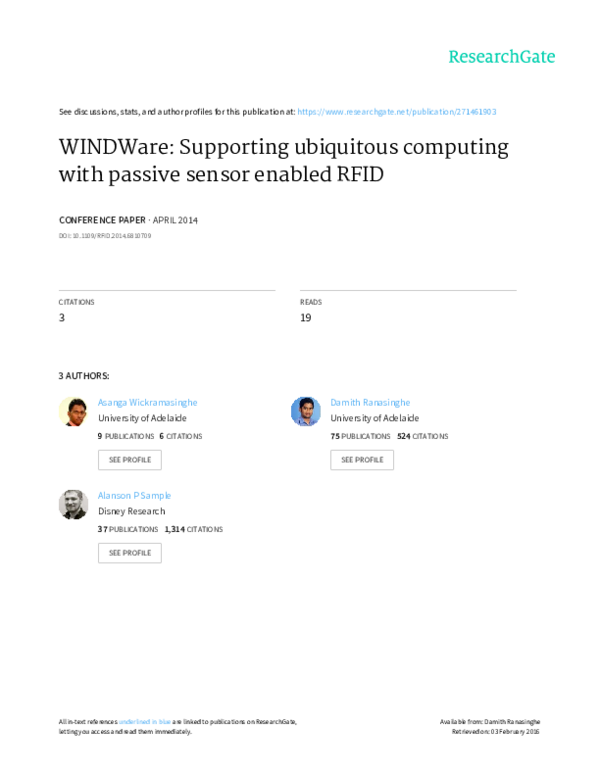 (PDF) WINDWare Supporting ubiquitous computing with passive sensor