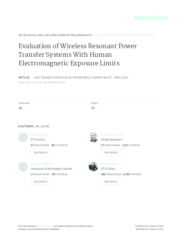 (PDF) Evaluation of Wireless Resonant Power Transfer Systems With Human