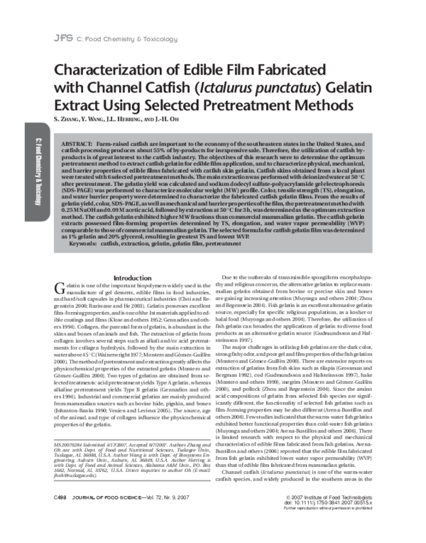 (PDF) Characterization of Edible Film Fabricated with Channel Catfish ...