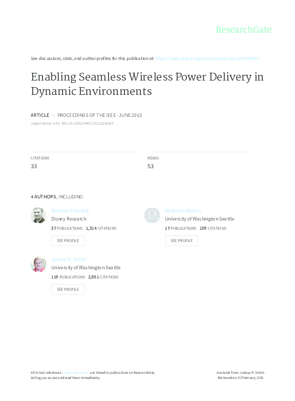 (PDF) Enabling Seamless Wireless Power Delivery in Dynamic Environments
