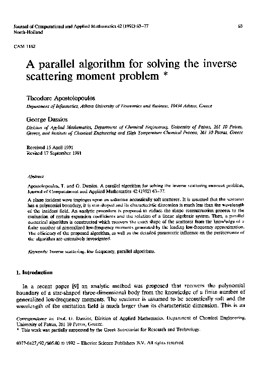 (PDF) A parallel algorithm for solving the inverse scattering moment ...