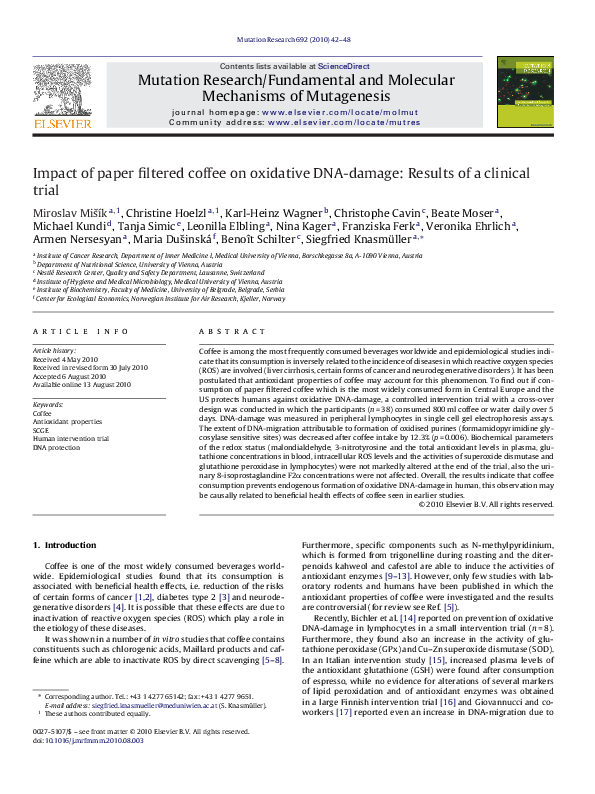 (PDF) Impact of paper filtered coffee on oxidative DNA-damage: Results ...
