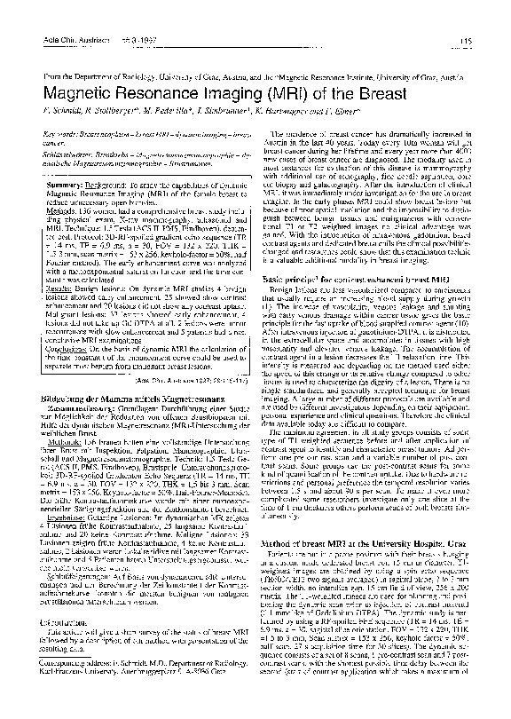 (PDF) Magnetic resonance imaging (MRI) of the breast