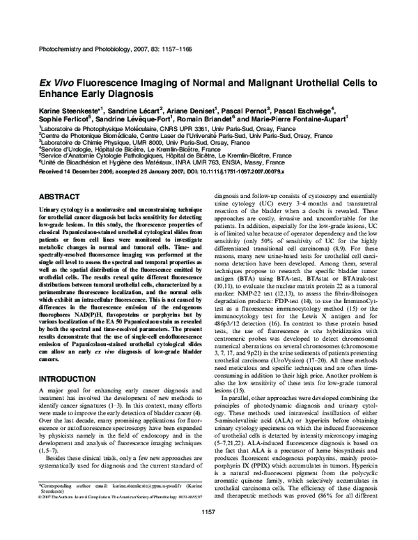 (PDF) Ex Vivo Fluorescence Imaging of Normal and Malignant Urothelial ...