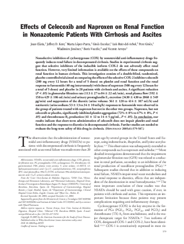 (PDF) Effects of Celecoxib and Naproxen on Renal Function in the Elderly