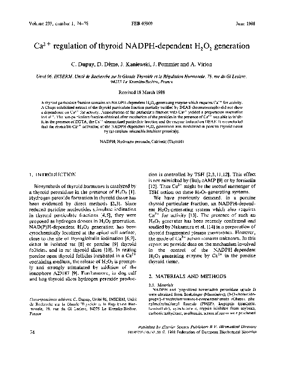 (PDF) Ca2+ regulation of thyroid NADPH-dependent H2O2 generation