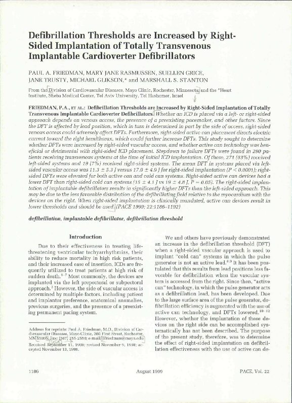 (PDF) Defibrillation Thresholds are Increased by Right-Sided ...
