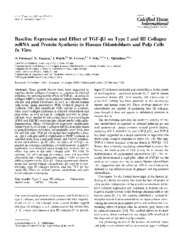 (PDF) Baseline expression and effect of TGF-β1 on Type I and III ...