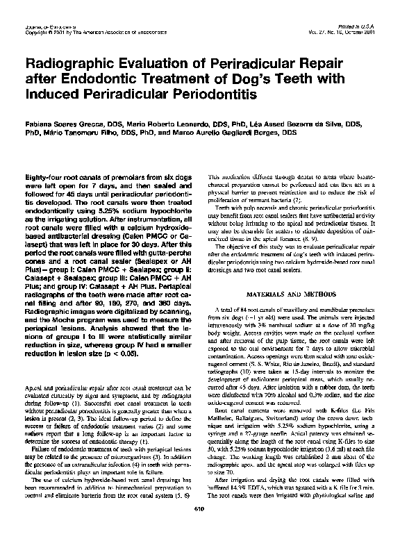 (PDF) Radiographic evaluation of periradicular repair after endodontic