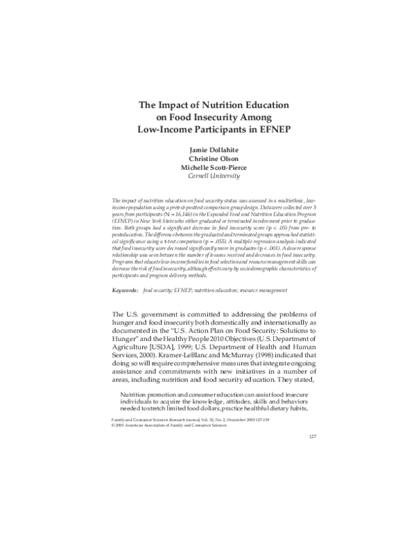 (PDF) The Impact of Nutrition Education on Food Insecurity among Low ...