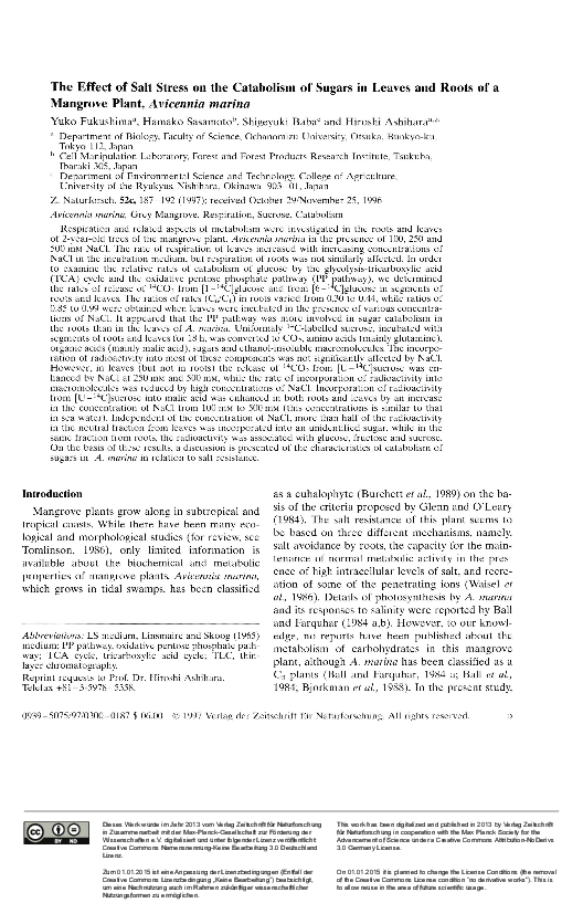 (PDF) The effect of salt stress on the catabolism of sugars in leaves ...