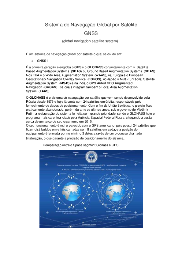 (PDF) Sistema de Navegação Global por Satélite GNSS (global navigation